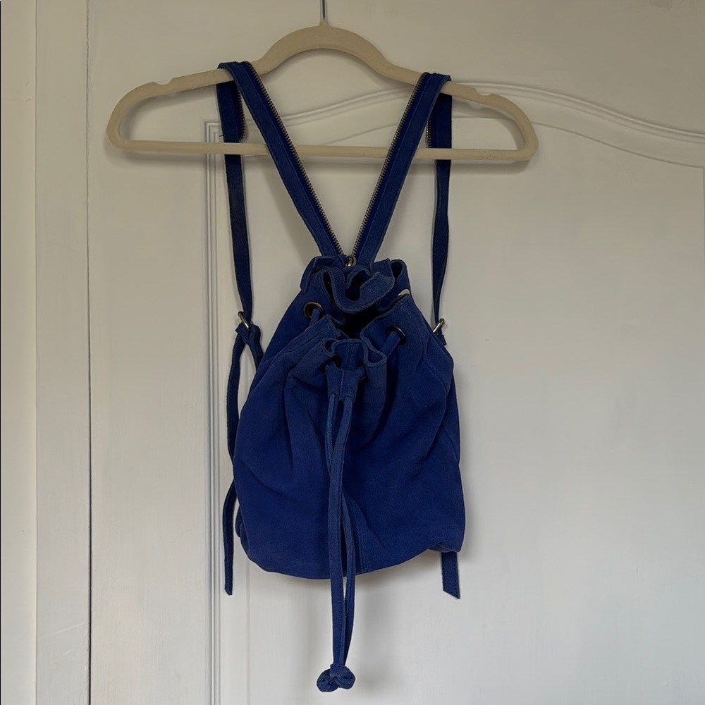 Royal Blue Canvas Drawstring Backpack - image 1